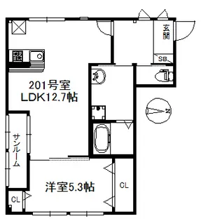 アリエス久留米東【2階】の間取り