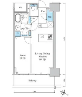 新潟県新潟市中央区東万代町【マンション】の間取り