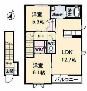 2LDKの間取り画像