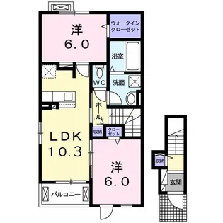 カプリスコート ベースVI【2階】の間取り