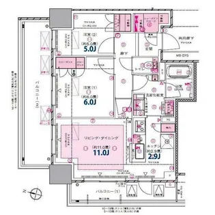 プラウドタワー郡山【5階】の間取り