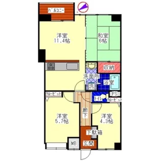 グランレーブ南馬込【1階】の間取り