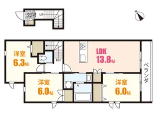 安佐南区長束1丁目ヘーベルメゾン【1階】の間取り