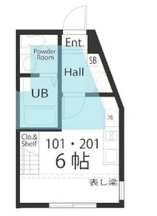 ハーミットクラブハウス井土ヶ谷IIIB号棟【2階】の間取り