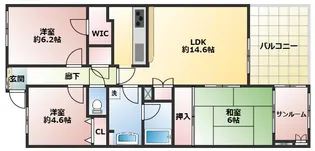 ルネ・グランテラス【3階】の間取り