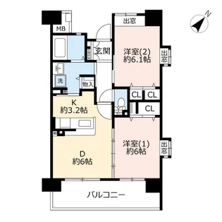 URコンフォール柏豊四季台【6階】の間取り