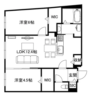 ブランシャールKAI中島公園(令和8年8月1日入居開始)【1階】の間取り