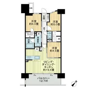 ウエリス浦和美園ノーステラス【7階】の間取り