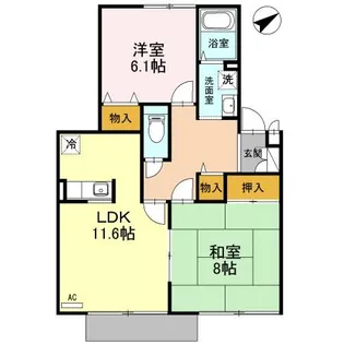 リバーサイド 弐番館【1階】の間取り