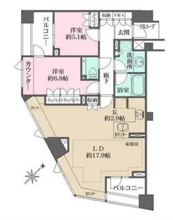 パークハウス東中野リヴゴーシュ【8階】の間取り