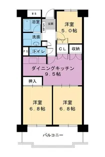 ビレッジハウス高美が丘タワー1号棟【6階】の間取り
