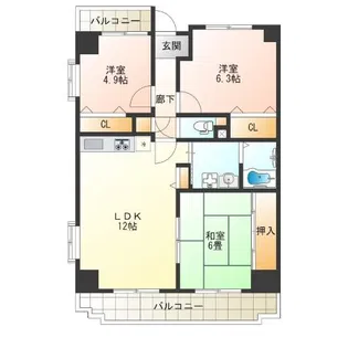 南海ハイライズフラット天下茶屋【6階】の間取り