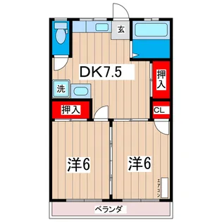 ヤママス6号荘【2階】の間取り