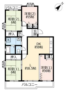 UR平城左京【4階】の間取り