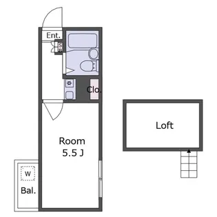 レオパレス三軒茶屋B【2階】の間取り