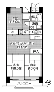 ビレッジハウス木場タワー【5階】の間取り