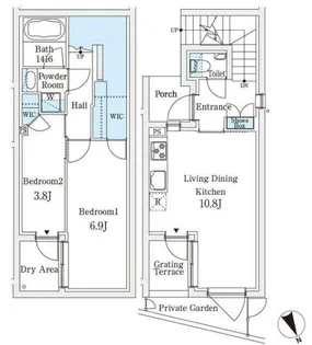 AGRATIO TERRACE 恵比寿【1階】の間取り