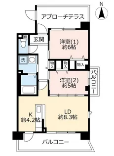 2LDKの間取り画像