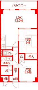 ヒルサイドクラタ【2階】の間取り