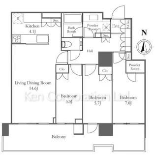 HARUMI FLAG PARK VILLAGE【13階】の間取り