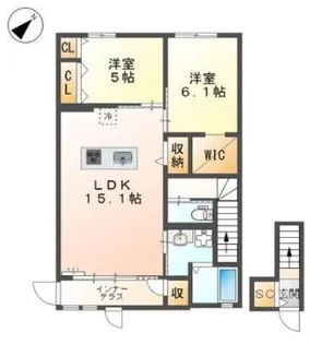 グランディールA【2階】の間取り