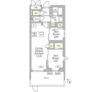 グランパーク千駄ヶ谷レジデンス【1階】の間取り