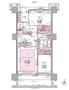 プラウドタワー郡山【8階】の間取り