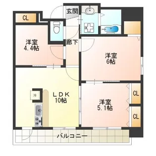 アネックス六兵衛三番館【6階】の間取り
