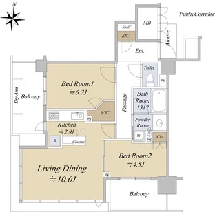 ロジュマンタワー梅田【9階】の間取り