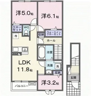 ファインビレB【2階】の間取り