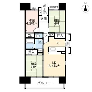 URアーベインルネス片野【3階】の間取り