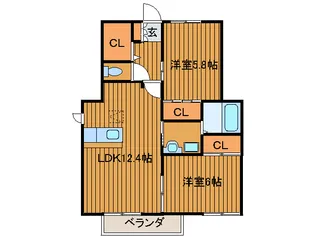 ウォ-ム郡山【1階】の間取り