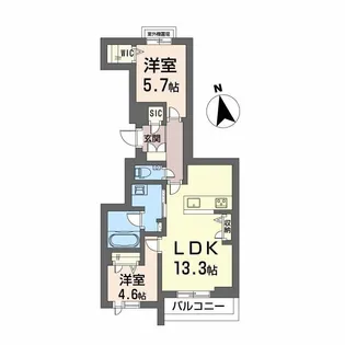 シャトル牛田旭【2階】の間取り