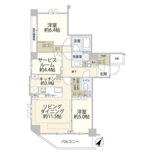 グランスイート三軒茶屋レジデンス【4階】の間取り