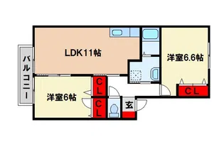 ルミナス筑紫野A【2階】の間取り