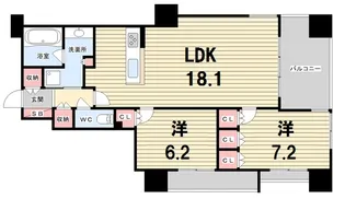 ファインフラッツ京都山科【6階】の間取り