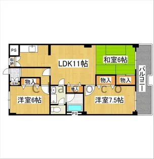 ブランルージュ元今泉【6階】の間取り