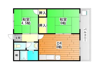 西浦ビューハイツ【2階】の間取り