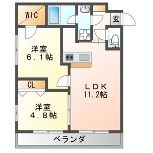 2LDKの間取り画像
