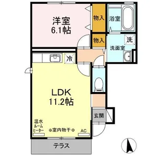 メルヴェーユキャトルセゾンA棟【1階】の間取り