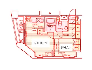 ドゥーエ横濱桜木町【2階】の間取り