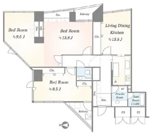 ShibauraCrystal 品川レジデンス【18階】の間取り