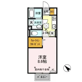 D-room思川ローズ H【1階】の間取り