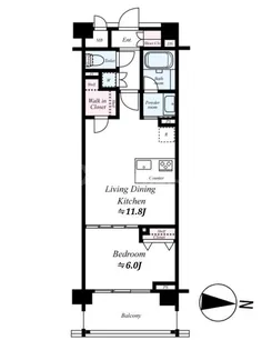 グラントレゾール駒形【6階】の間取り