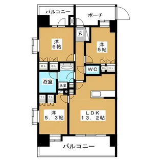 グローリオ三鷹【7階】の間取り