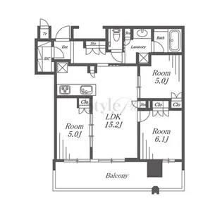 プラウドタワー名古屋錦【2階】の間取り