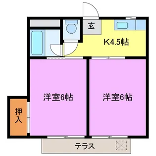 コーポ高塚【1階】の間取り