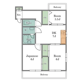 ヒルトップマンション石原【2階】の間取り