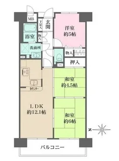 ファミールハイツ八尾【12階】の間取り