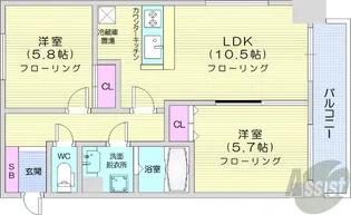 ヘルム21【6階】の間取り